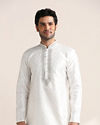 Off white Jacquard Patterned Embroidered Neck Kurta Set